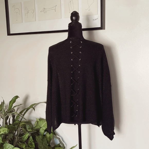 Sioni Black Sweater with lace Back. - Picture 5 of 11